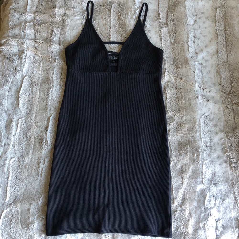 Topshop ribbed black mini dress